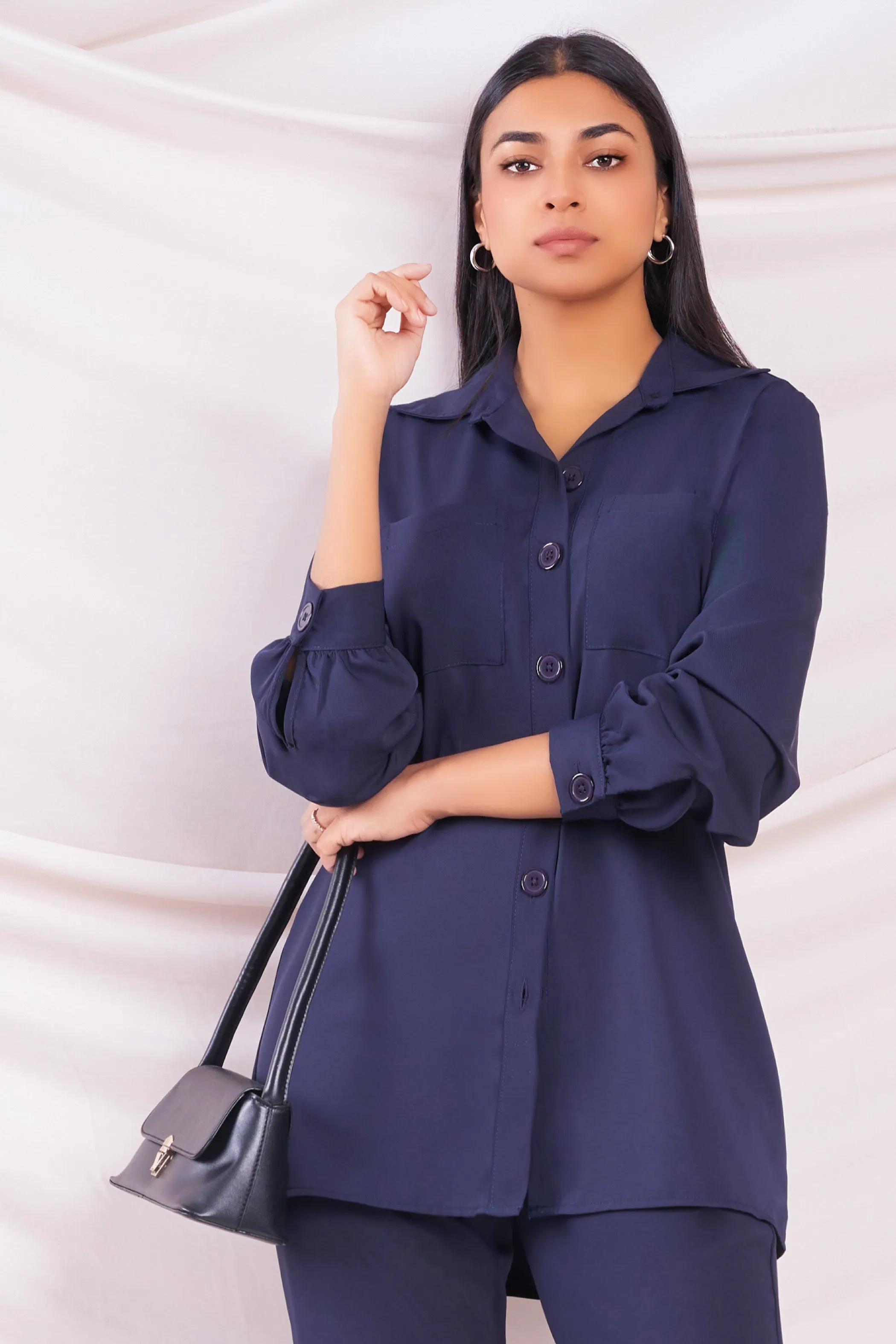 Navy Long Relaxed Shirt