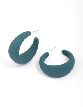 Navy Rubber Wide Hoop Earrings