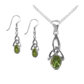 NEW: Peridot Celtic Jewellery Set, Peridot Celtic Necklace and Earrings Set