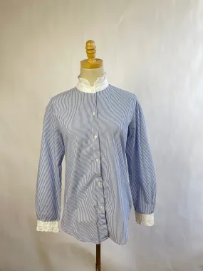 Nili Lotan White Pin Striped Blouse (S)