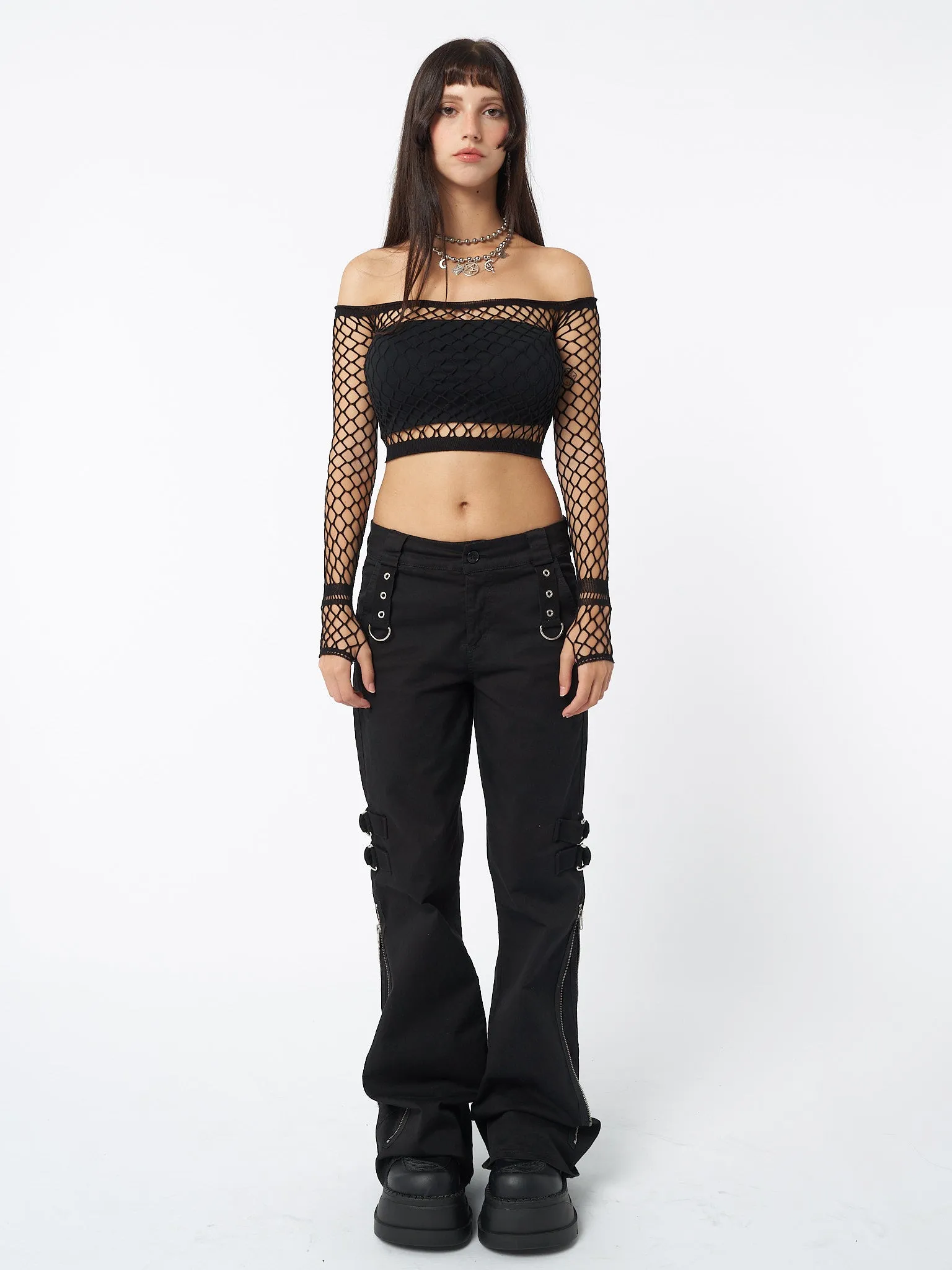 Onyx Fishnet Mesh Crop Top