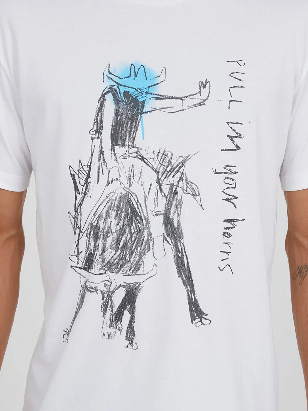 Outland Denim x Jakey Pedro Unisex "Pull In Your Horns" Tee - White