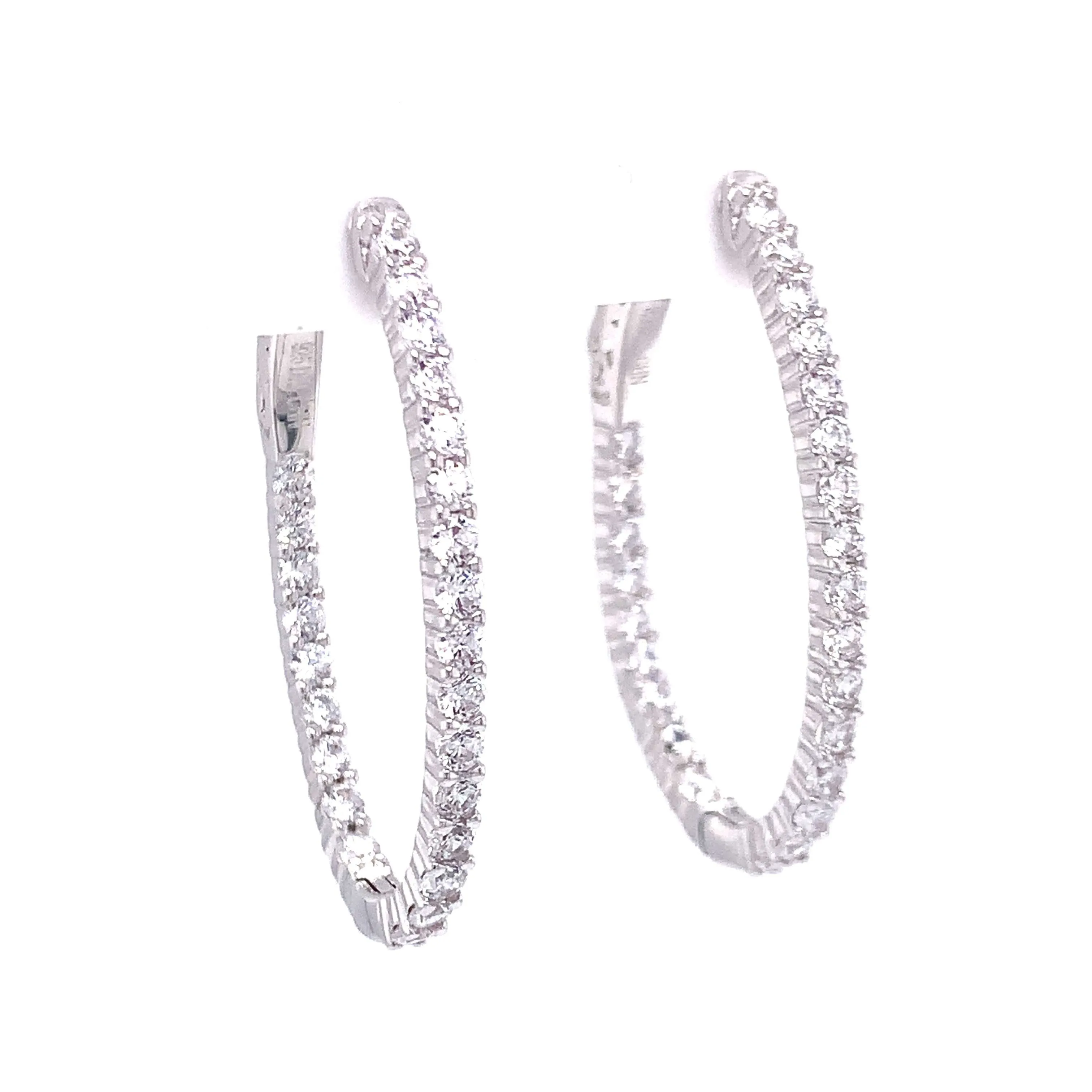 Oval CZ Hoop Earrings