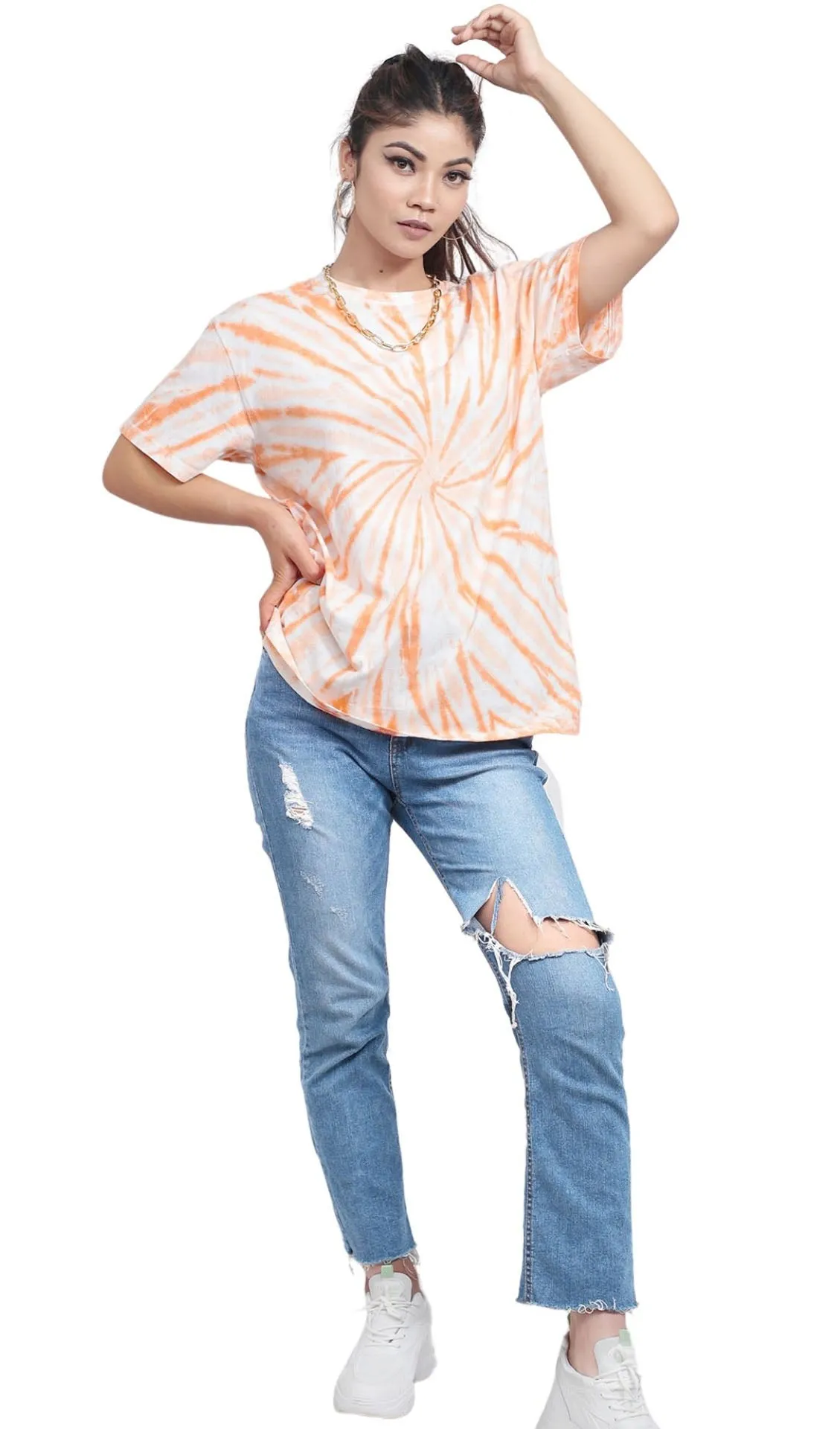 Oversized Orange Tie & Dye T-shirt