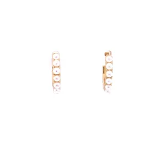 Pearl Hoop Earrings with Pave CZ Siding