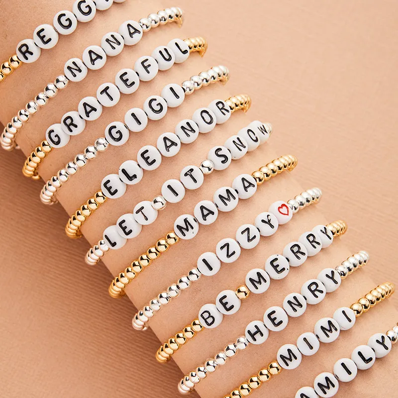 Personalized Letter Bead Stretch Bracelet