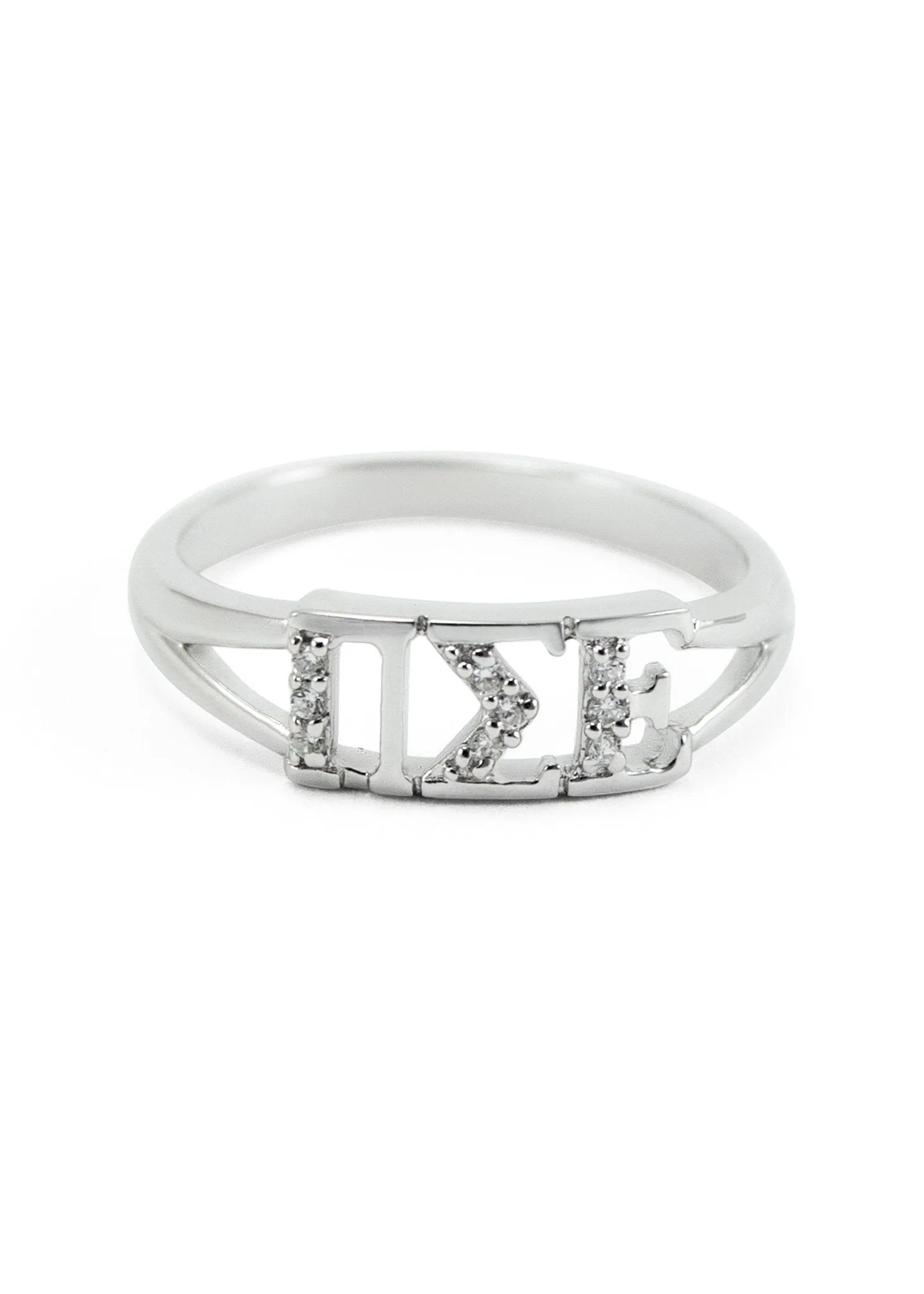 Pi Sigma Epsilon Sterling Silver Ring with simulated diamonds