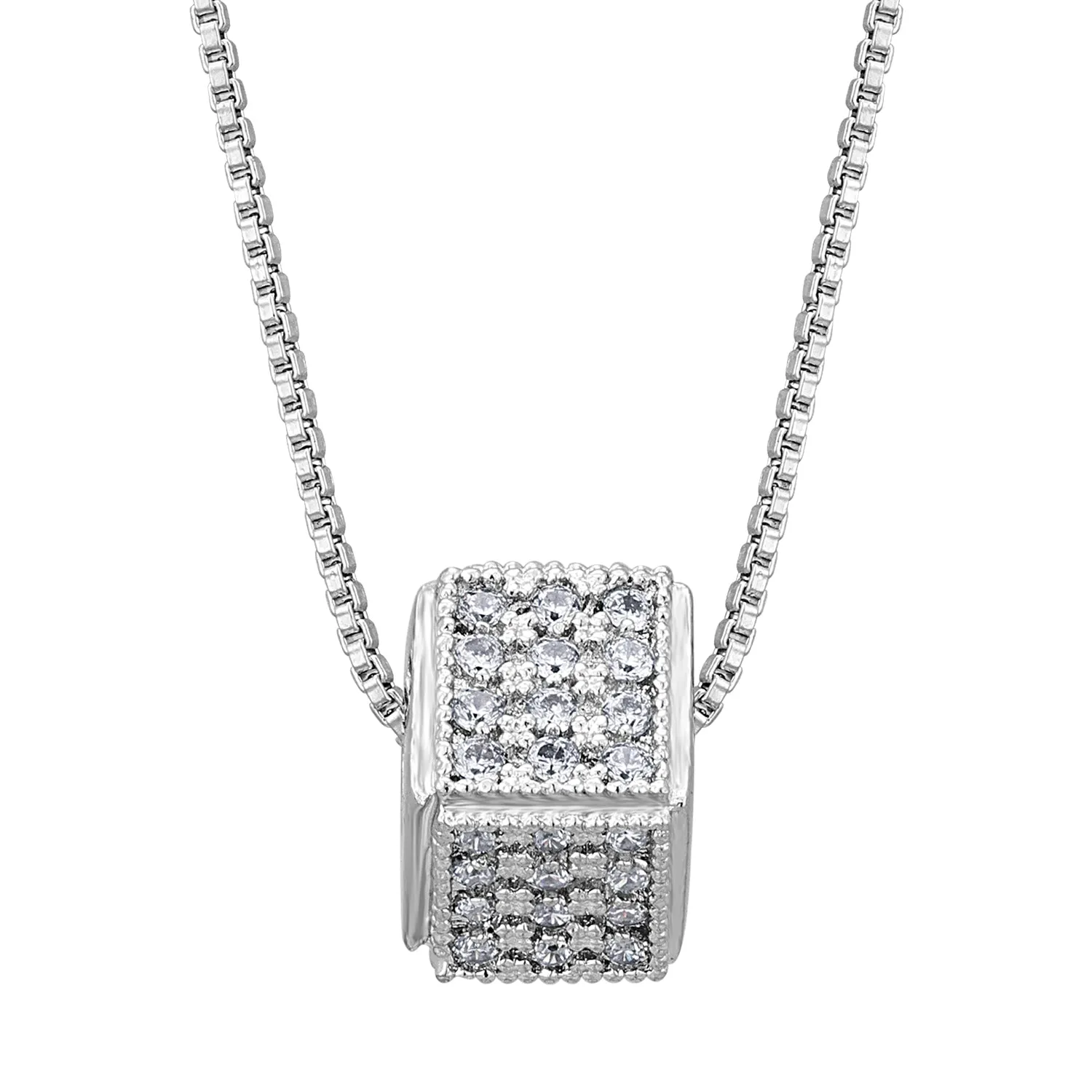 Pissara by Sukkhi Sparkling 925 Sterling Silver Cubic Zirconia Pendant With Chain For Women And Girls|with Authenticity Certificate, 925 Stamp & 6 Months Warranty