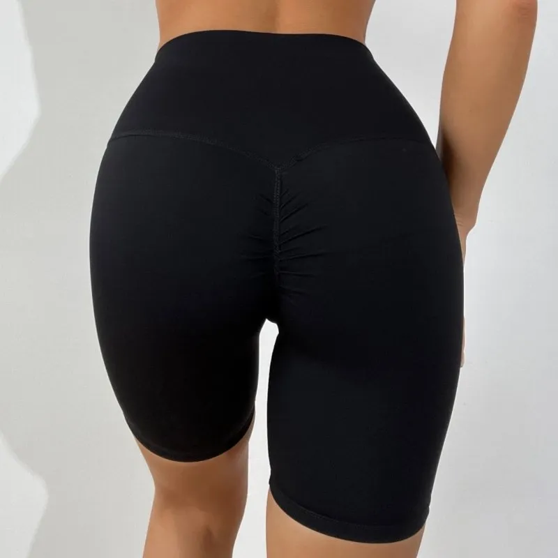 Pleated Design Yoga Clothes Women Hip Raise High Waist Pleated Yoga Shorts Trousers Sports Workout Clothes Women