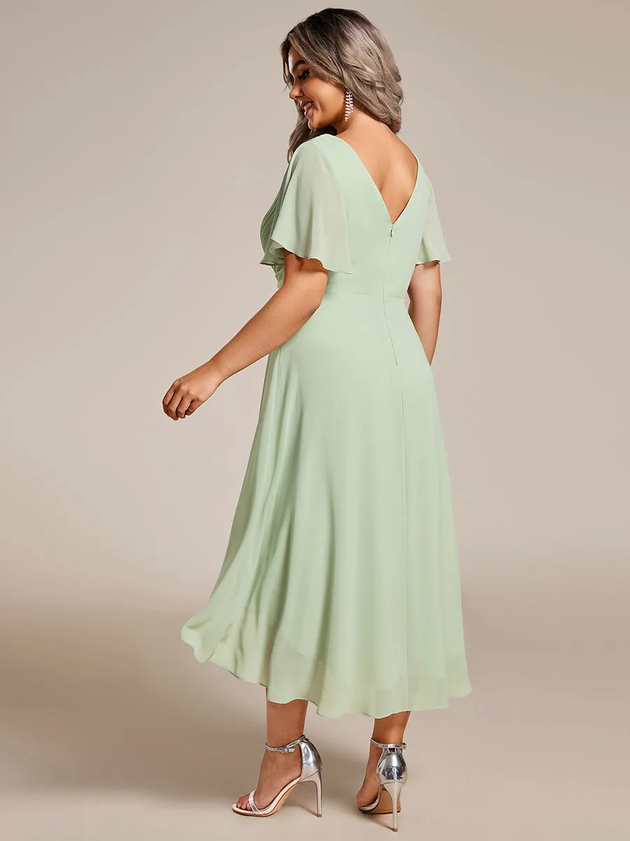 Plus Pleated Ruffles Chiffon Wholesale Wedding Guest Dresses