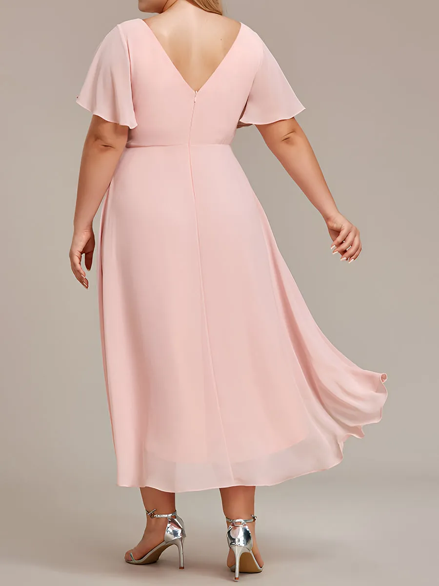 Plus Pleated Ruffles Chiffon Wholesale Wedding Guest Dresses