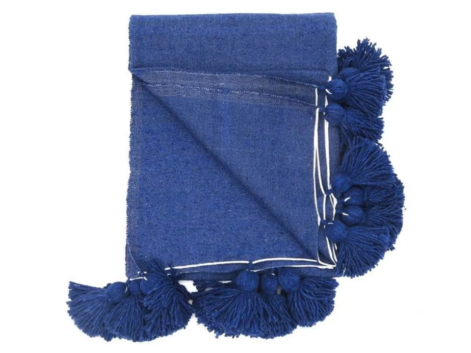 Pom Pom Blanket - Blue