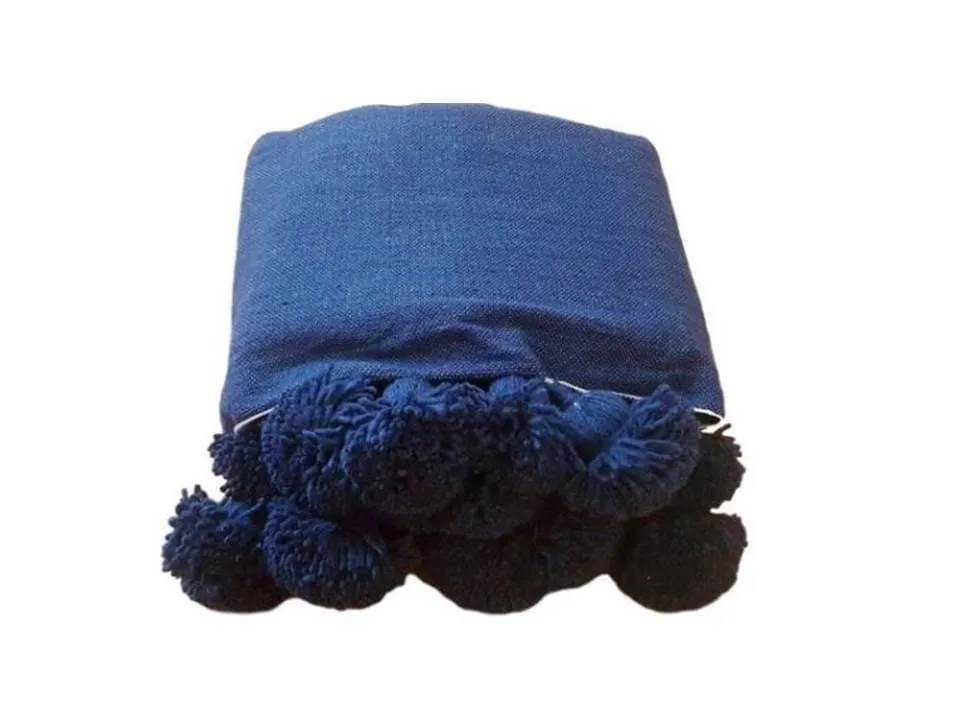 Pom Pom Blanket - Blue