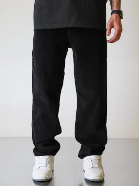 Premium Suede Wide Fit Pants - Black