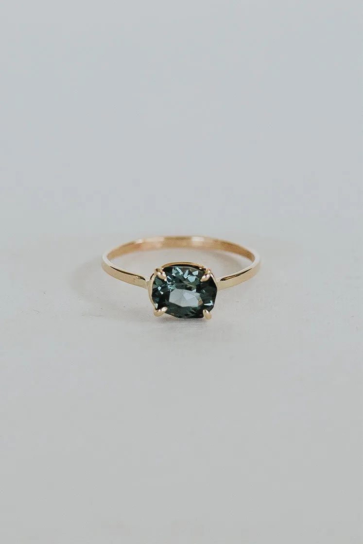 Prong Set Gemstone Ring - Grey Spinel 14k