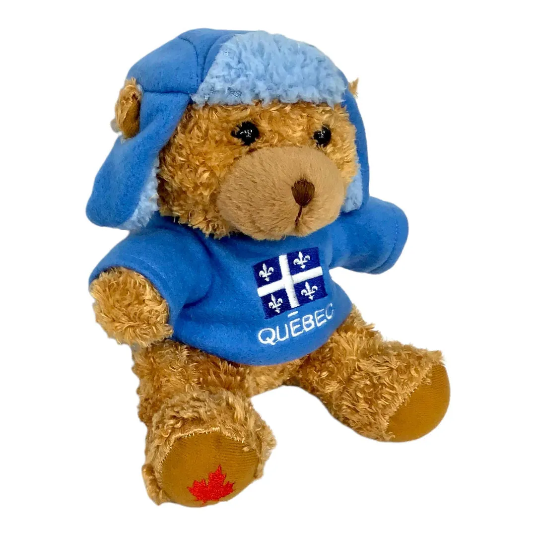 Quebec stripped light plush Blue maple bear 8".