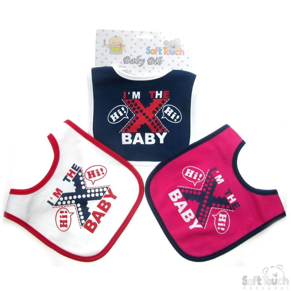 "I'M THE X BABY VELCRO BIBS P4712