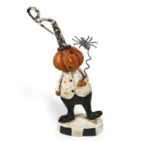 Resin Pumpkin Man Holding a Spider - 6inch