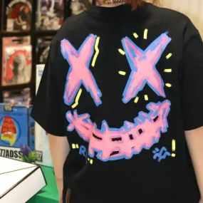 Rickyisclown [RIC] Neon Graffiti Smiley Tee Black [R27230225E-O8]