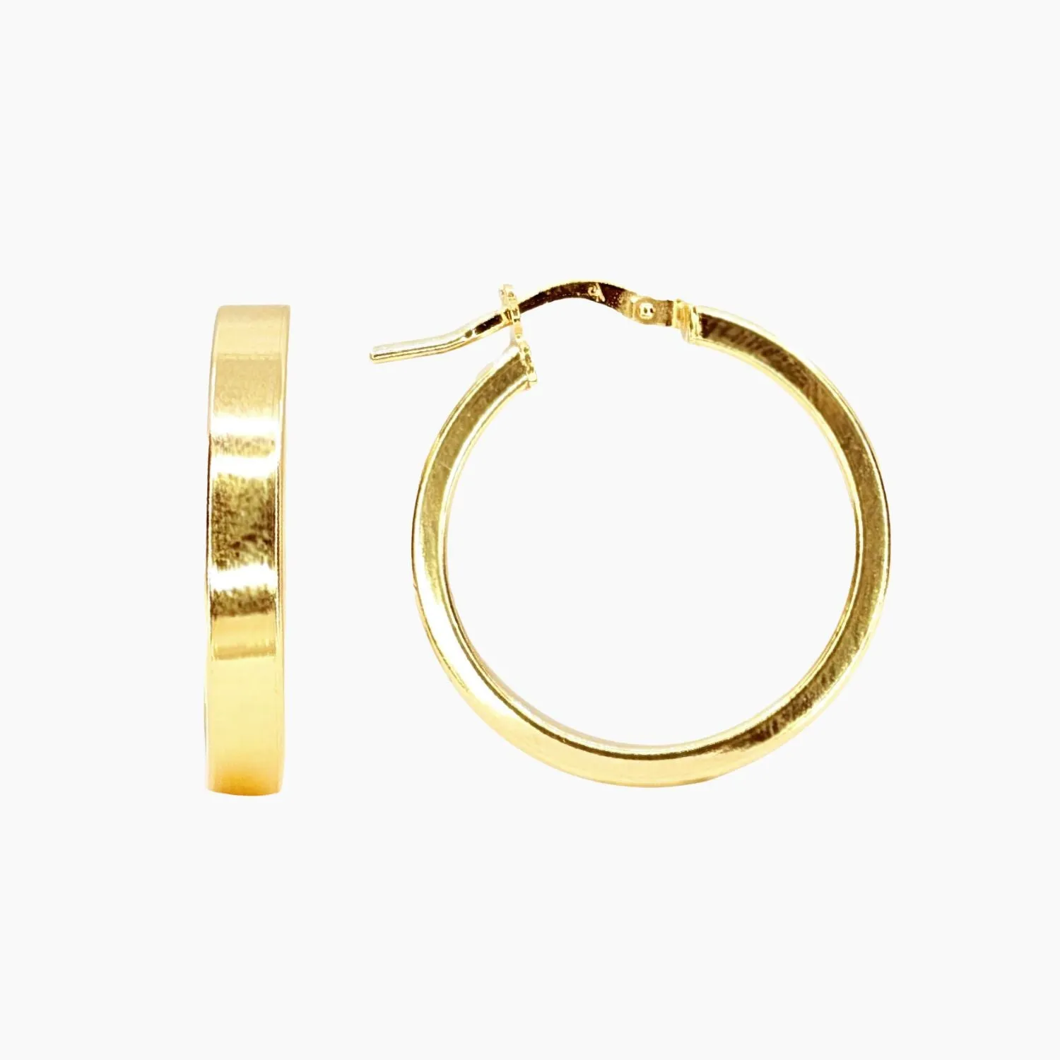 Roma Medium Block Hoop Earrings (Gold)