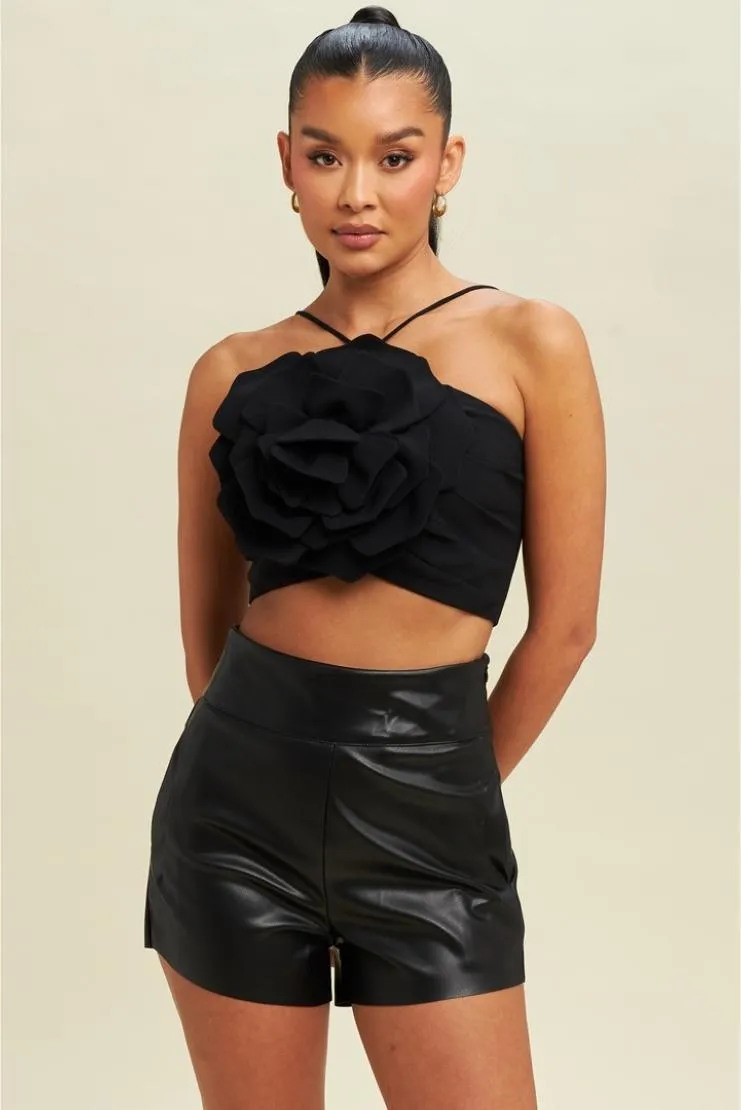 Rosie 3D Floral Applique Crop Top