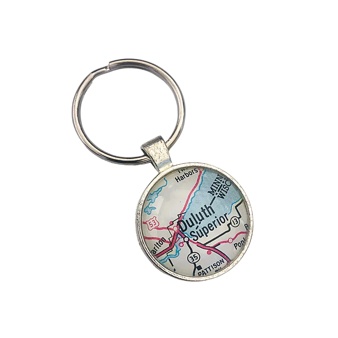 Round Map Keychain