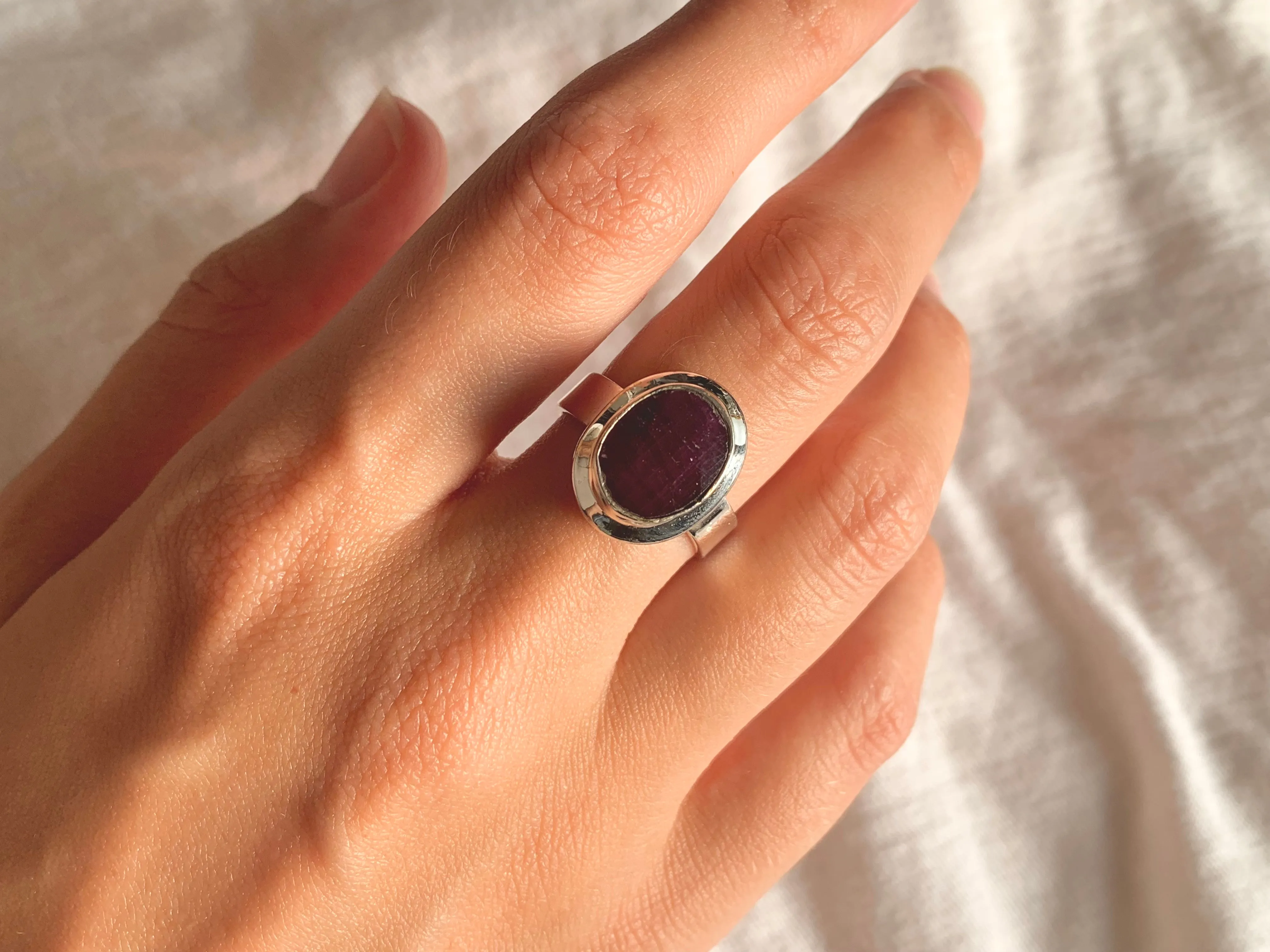 Ruby Ansley Ring - Medium Oval (Faceted)