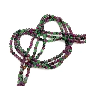 Ruby Zoisite 2.5mm Variegated Faceted Rounds Bead Strand