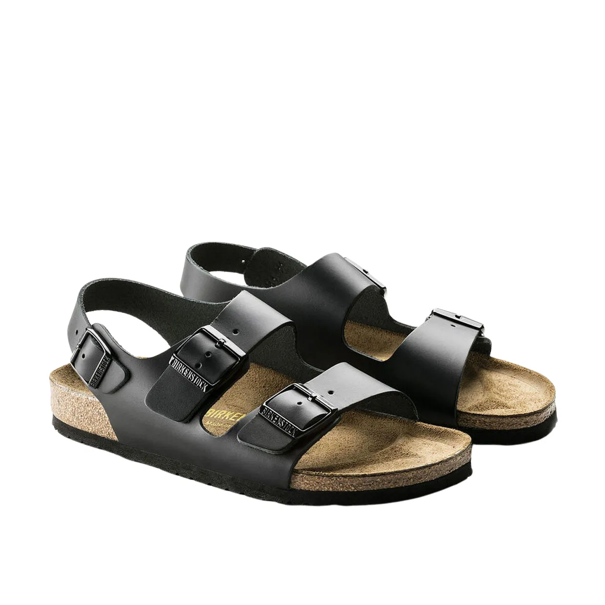 Sandali Uomo Birkenstock Milano Pelle Naturale Nero