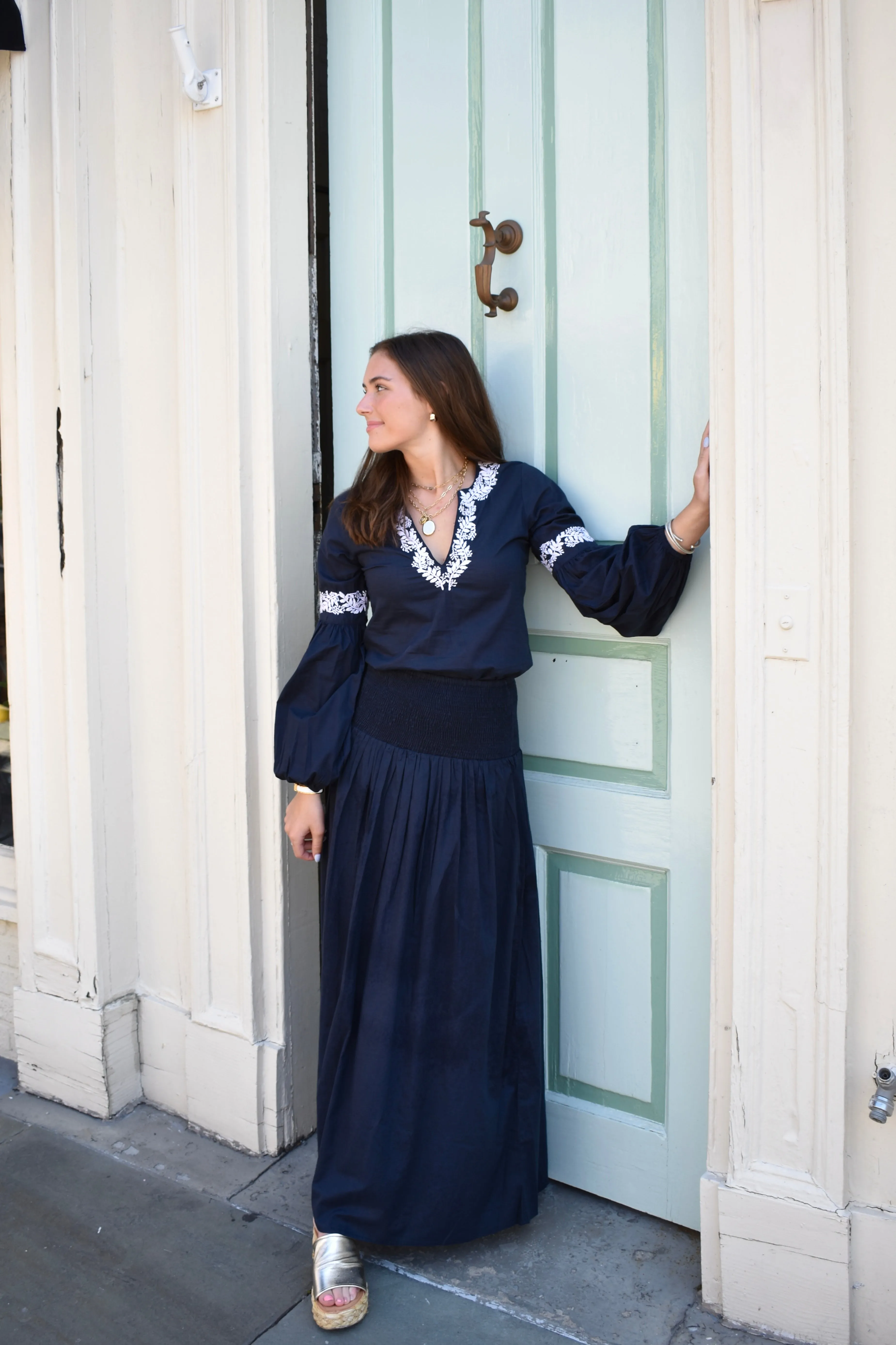 Serena Mykonos Maxi Skirt Navy