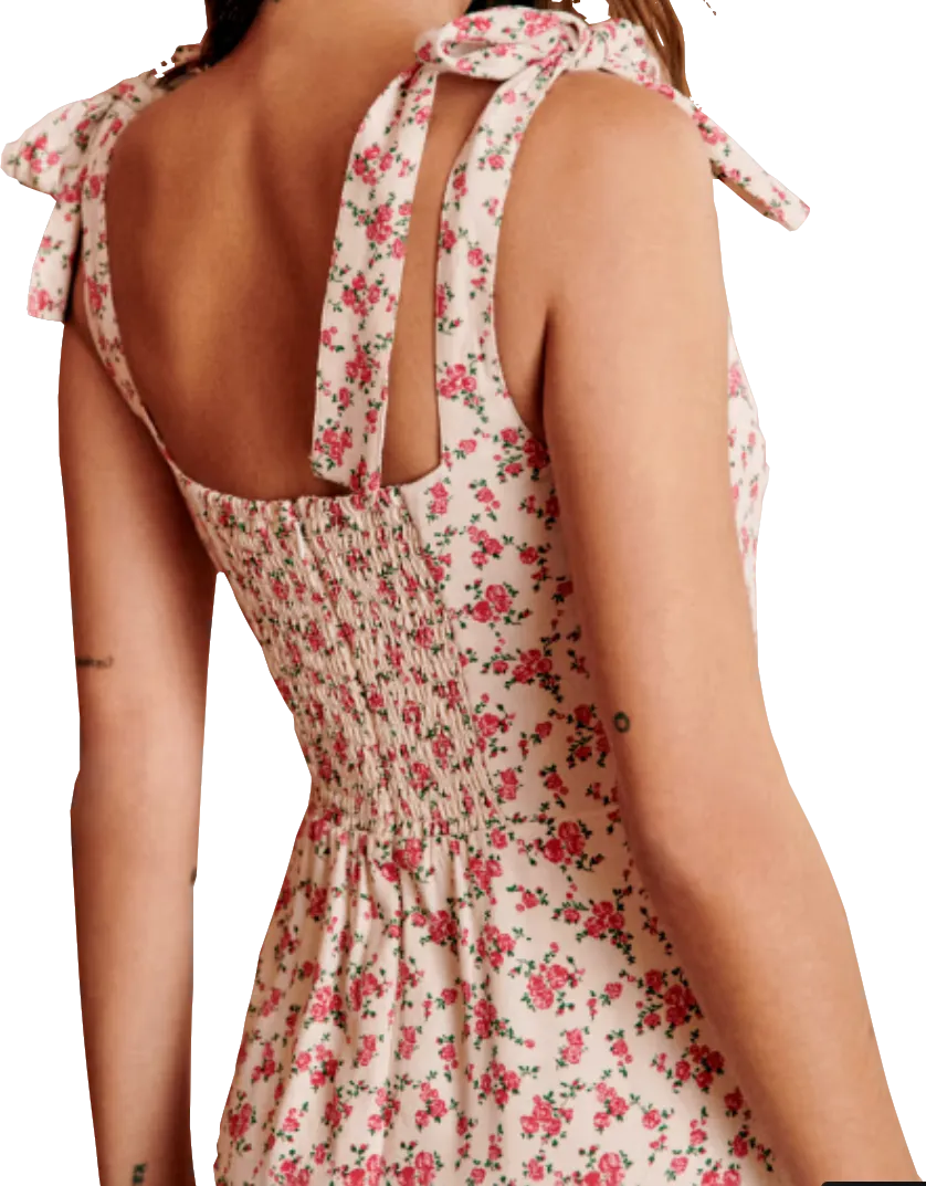 Sezane Cream Rose Print Dorotha Midi Dress BNWT  UK 10