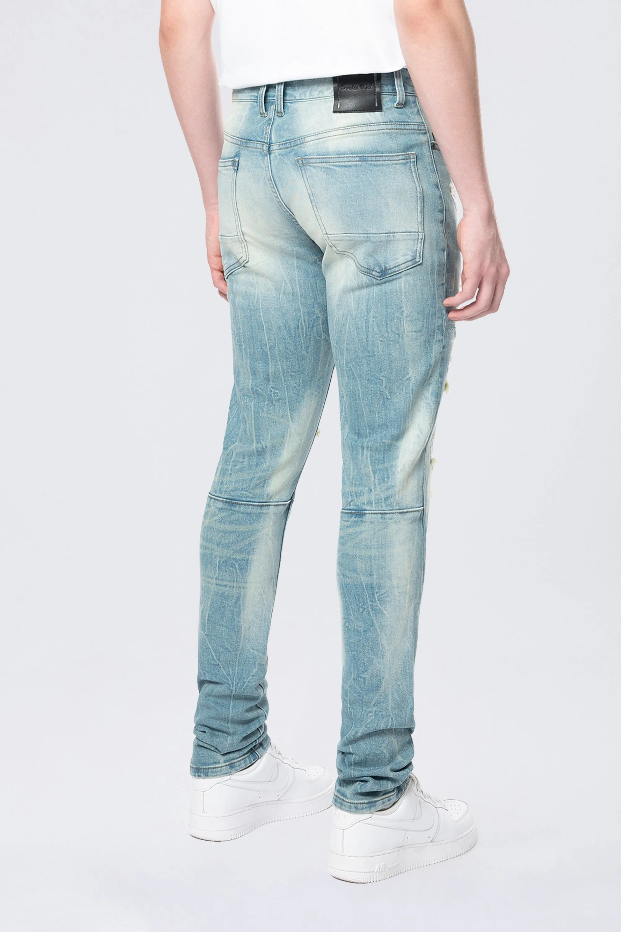 Slim Tapered Vintage Washed Jeans - Adonis Blue