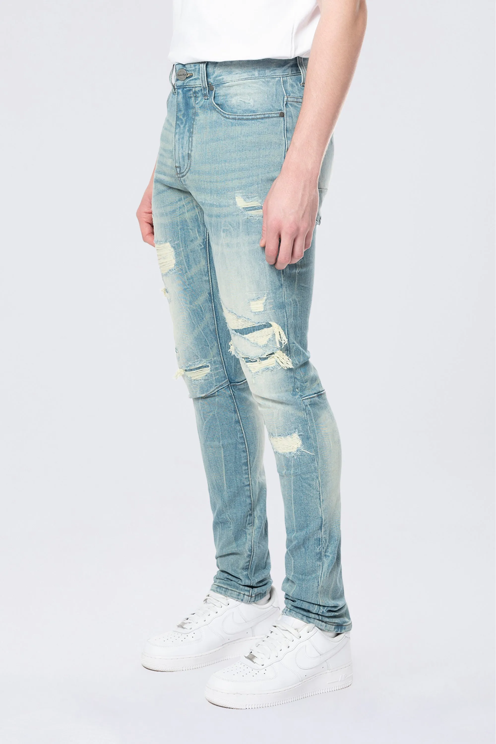 Slim Tapered Vintage Washed Jeans - Adonis Blue