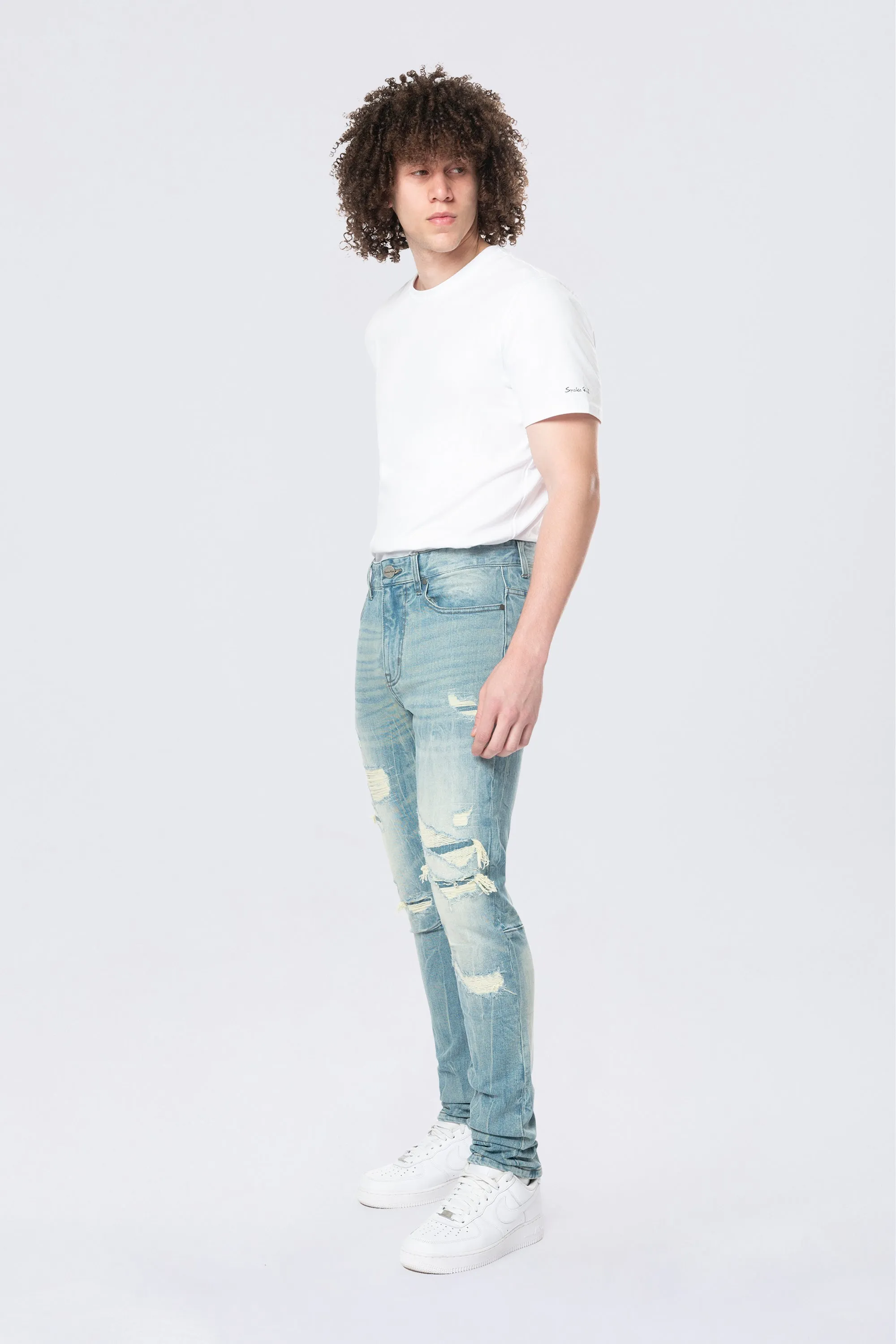 Slim Tapered Vintage Washed Jeans - Adonis Blue