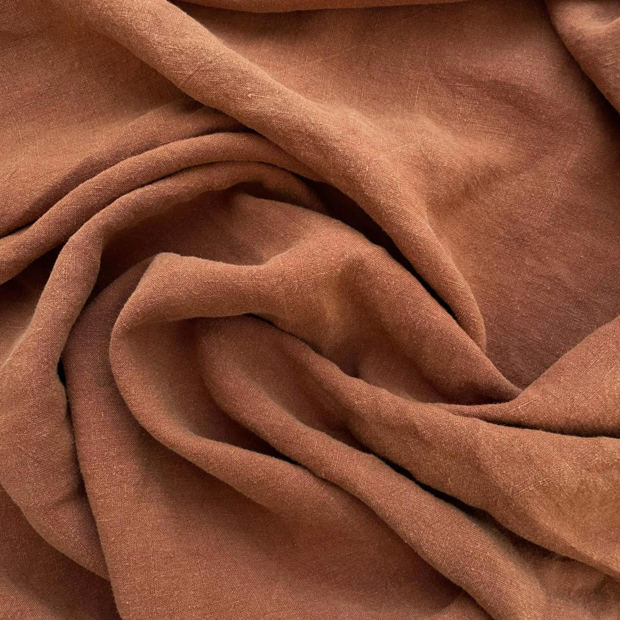 Soft Washed Lightweight Linen Fabric in Cinnamon