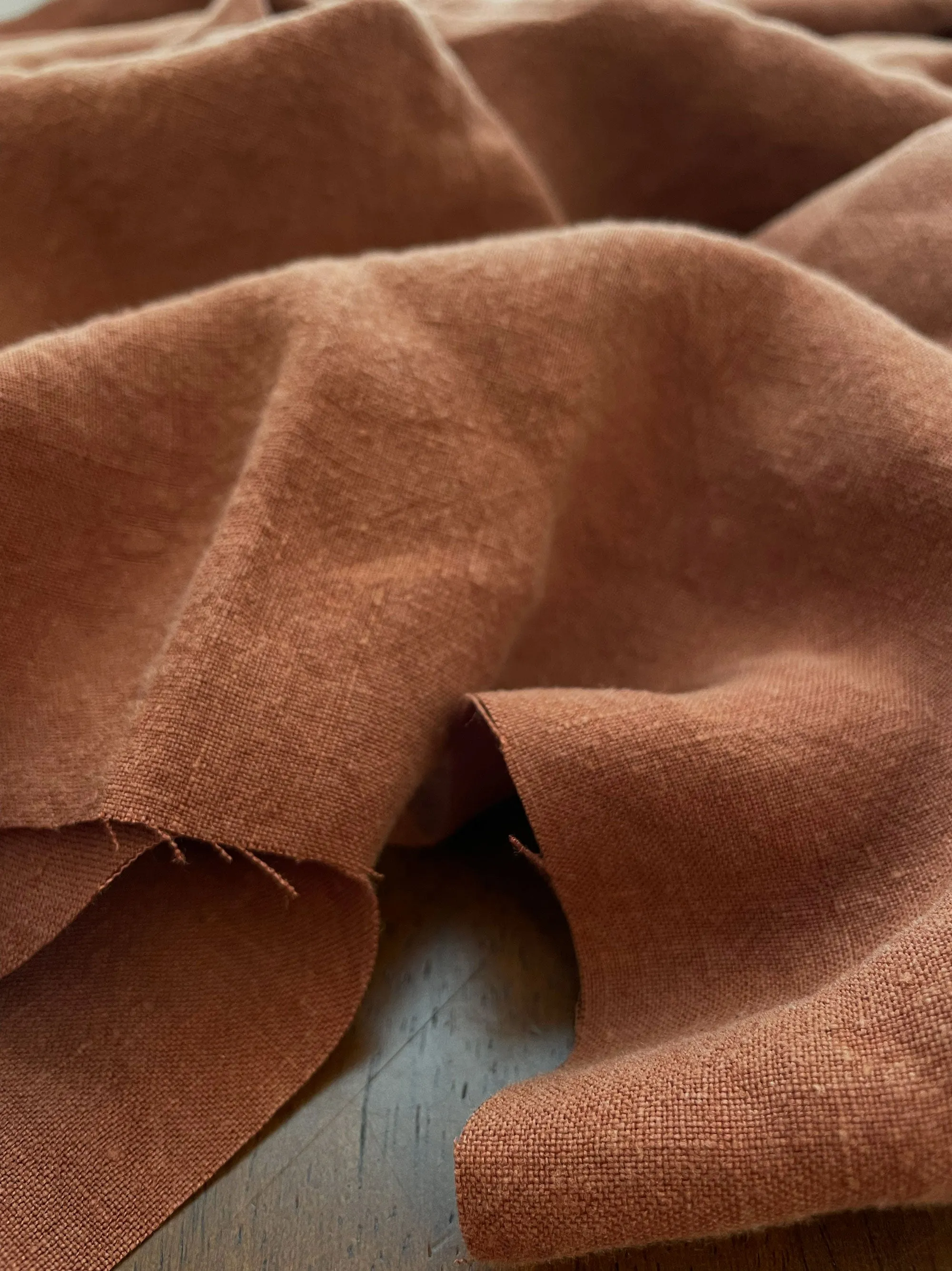 Soft Washed Lightweight Linen Fabric in Cinnamon