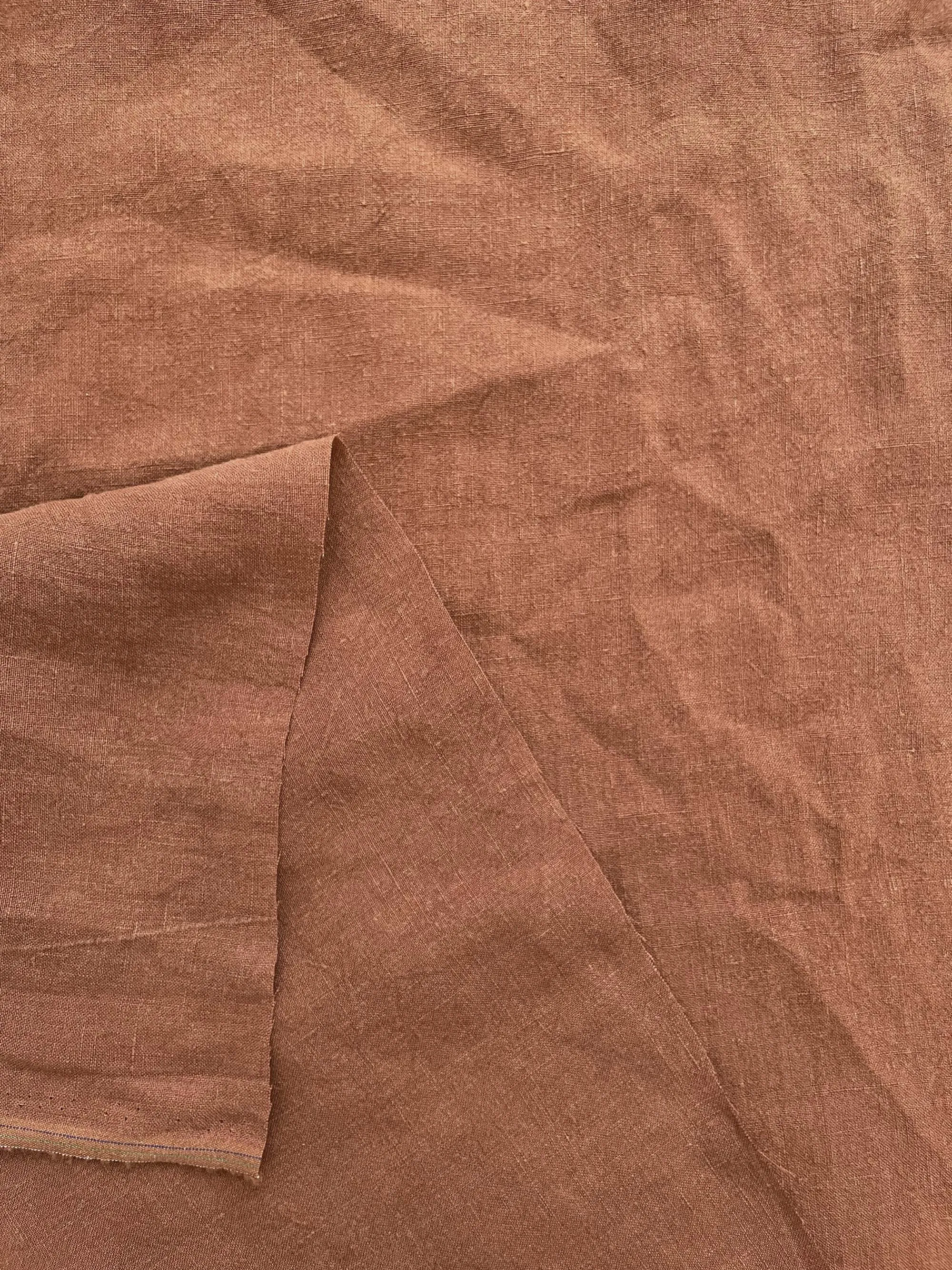 Soft Washed Lightweight Linen Fabric in Cinnamon