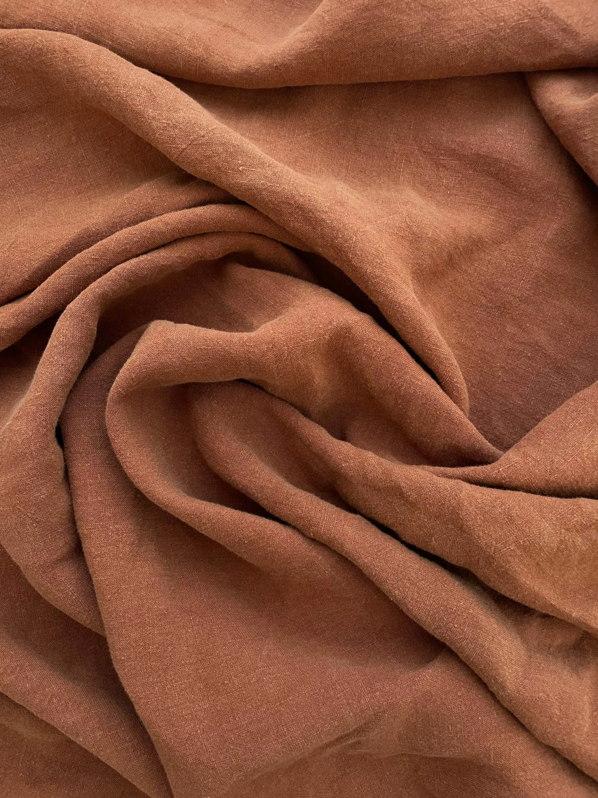 Soft Washed Lightweight Linen Fabric in Cinnamon