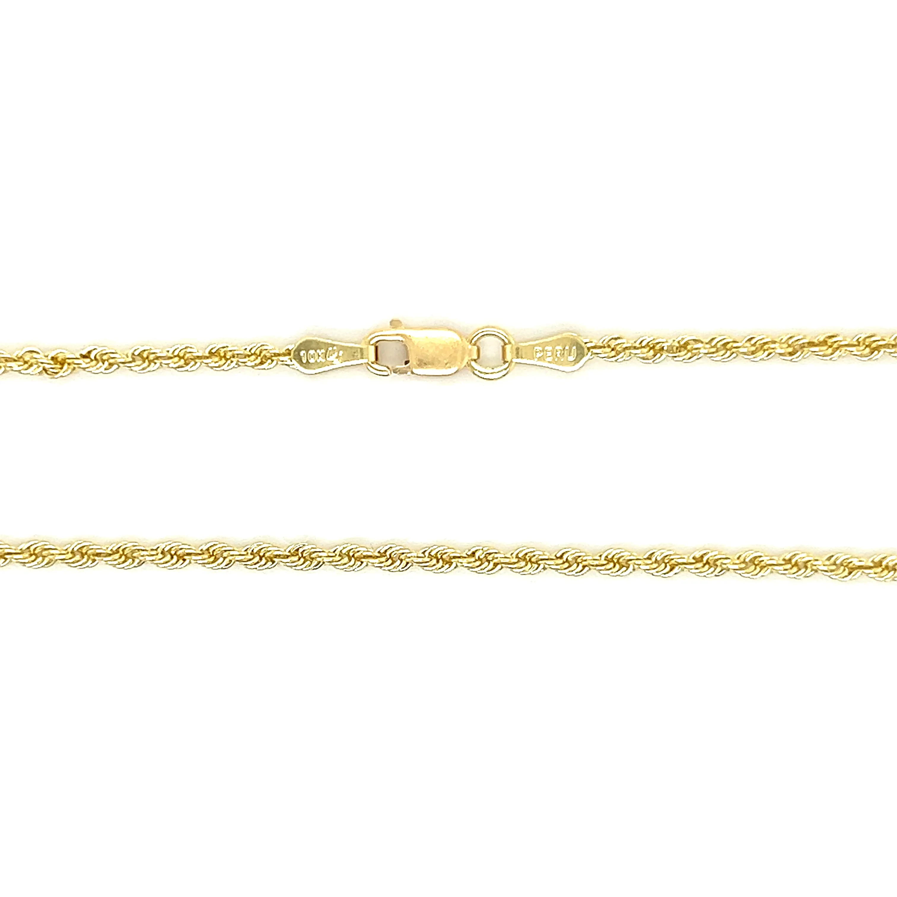 Solid Rope Chain 2mm with 18in of Length in 10K Yellow Gold