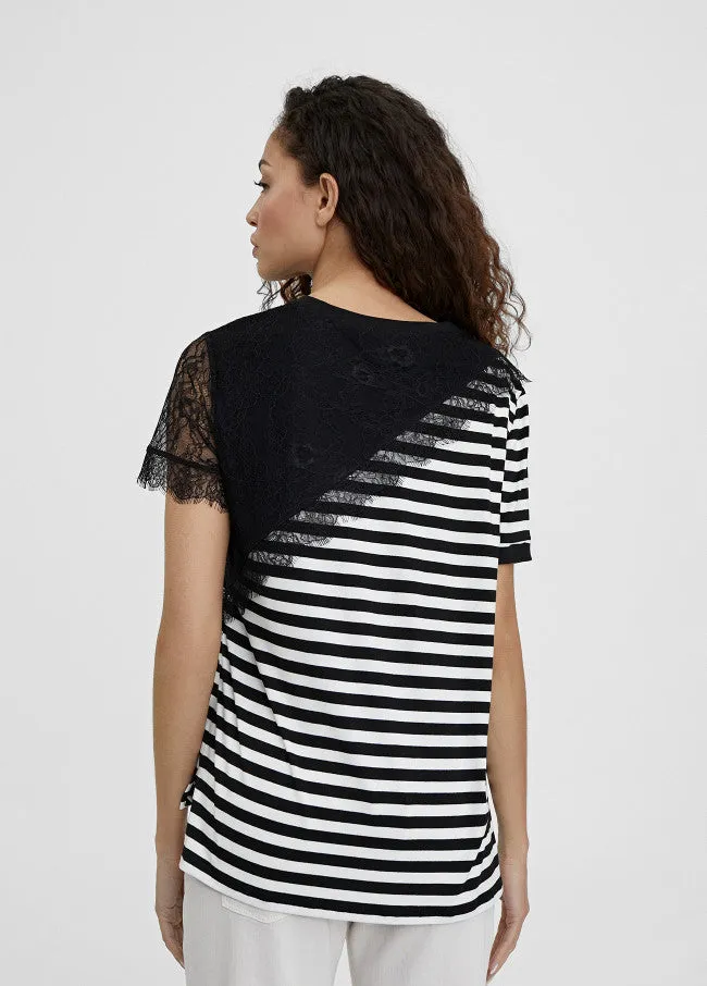 STRIPED LACE T-SHIRT (Size UK 16)