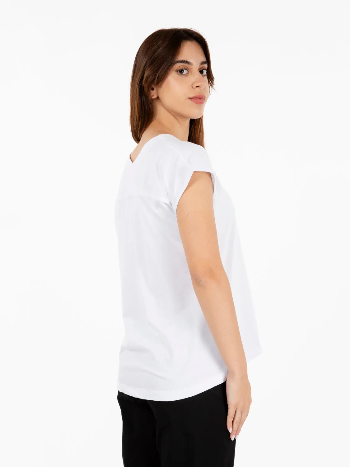 T-shirt con scollo a V bianco