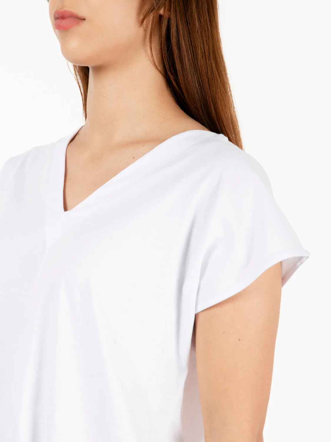 T-shirt con scollo a V bianco