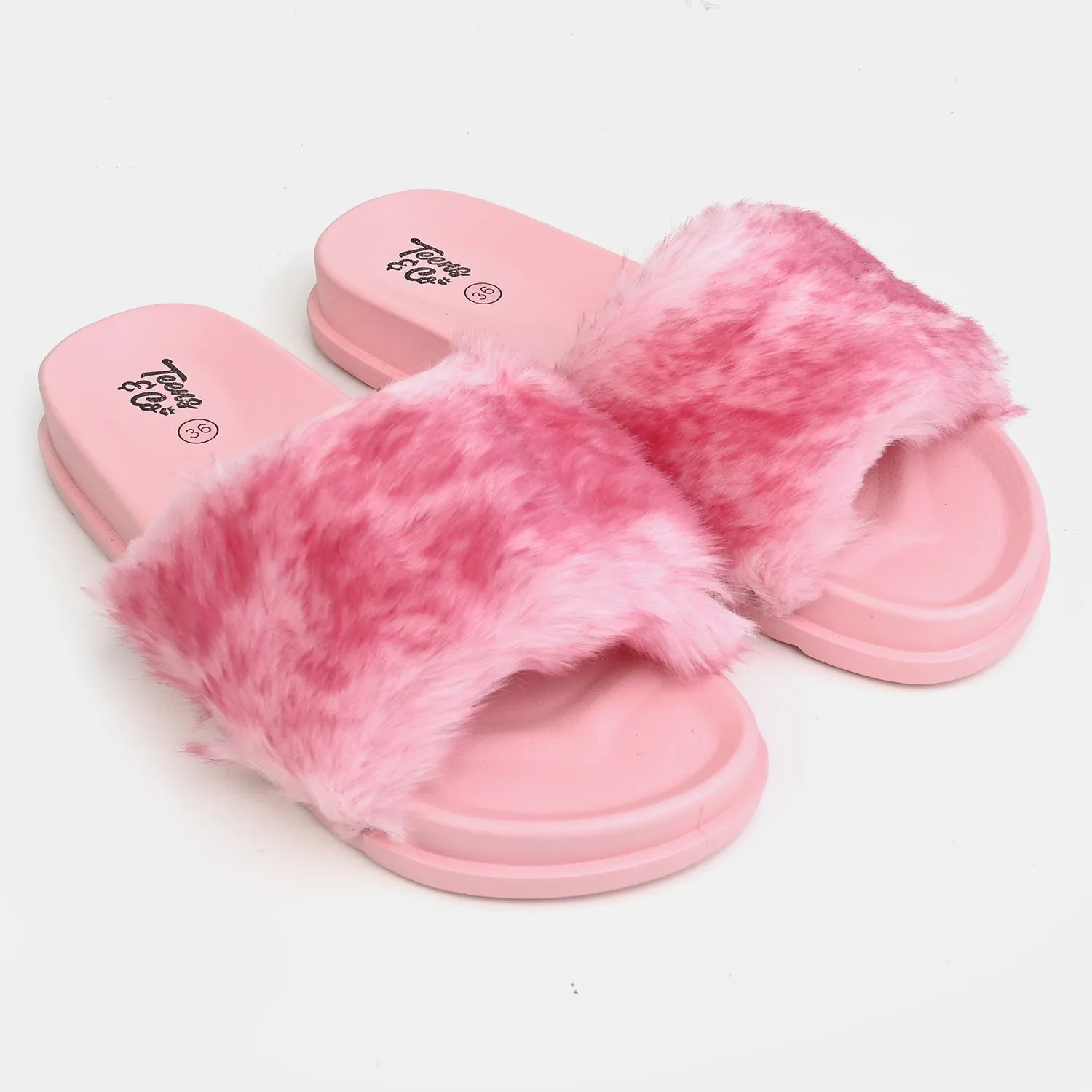 Teen Girls Fur Slipper CL-21-Pink