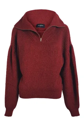 THE KOOPLES Red Mix Cable Knit Zipped Roll Neck Jumper (2 | UK 12 | EU 38)