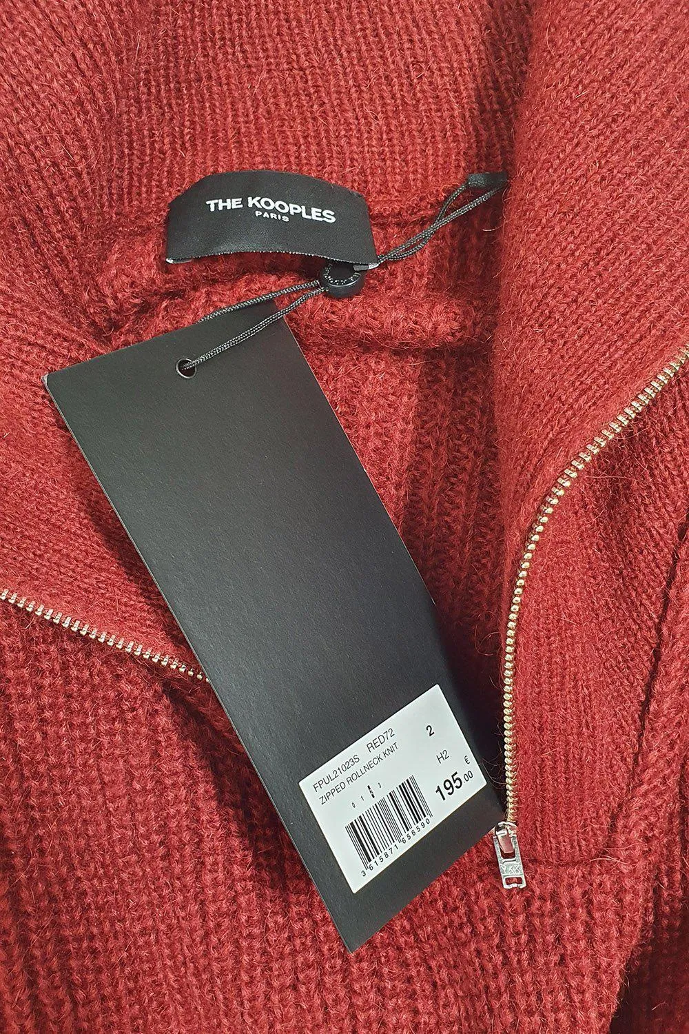 THE KOOPLES Red Mix Cable Knit Zipped Roll Neck Jumper (2 | UK 12 | EU 38)