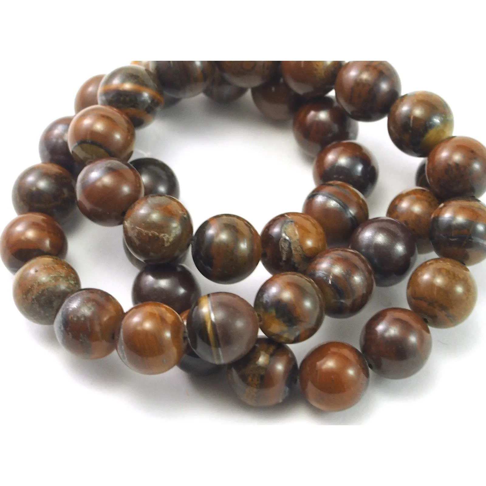 Tiger Jasper Smooth Rounds 10mm Strand