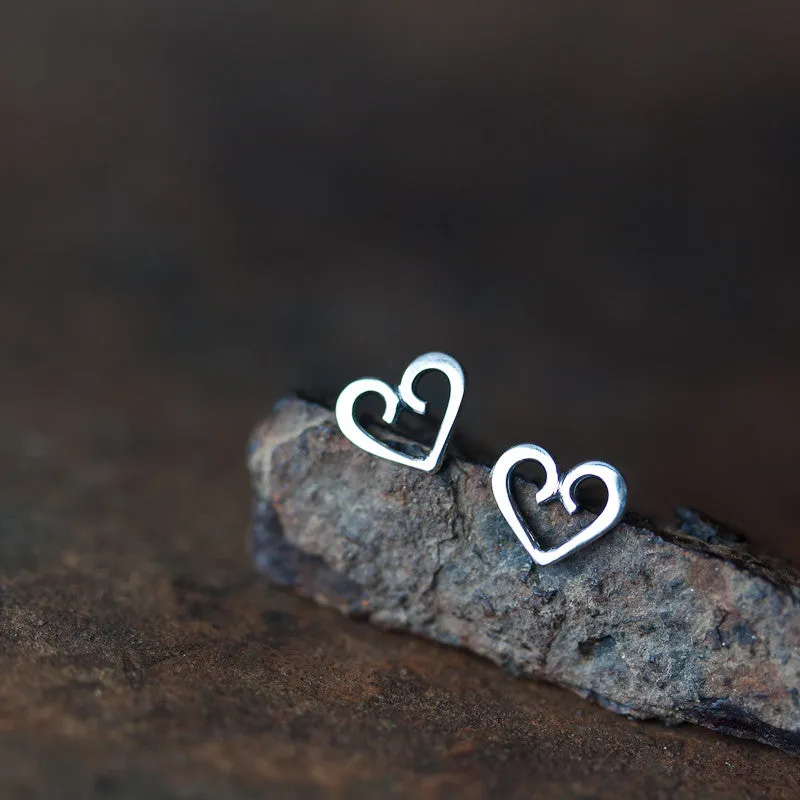 Tiny Heart Stud Earrings, romantic gift for her