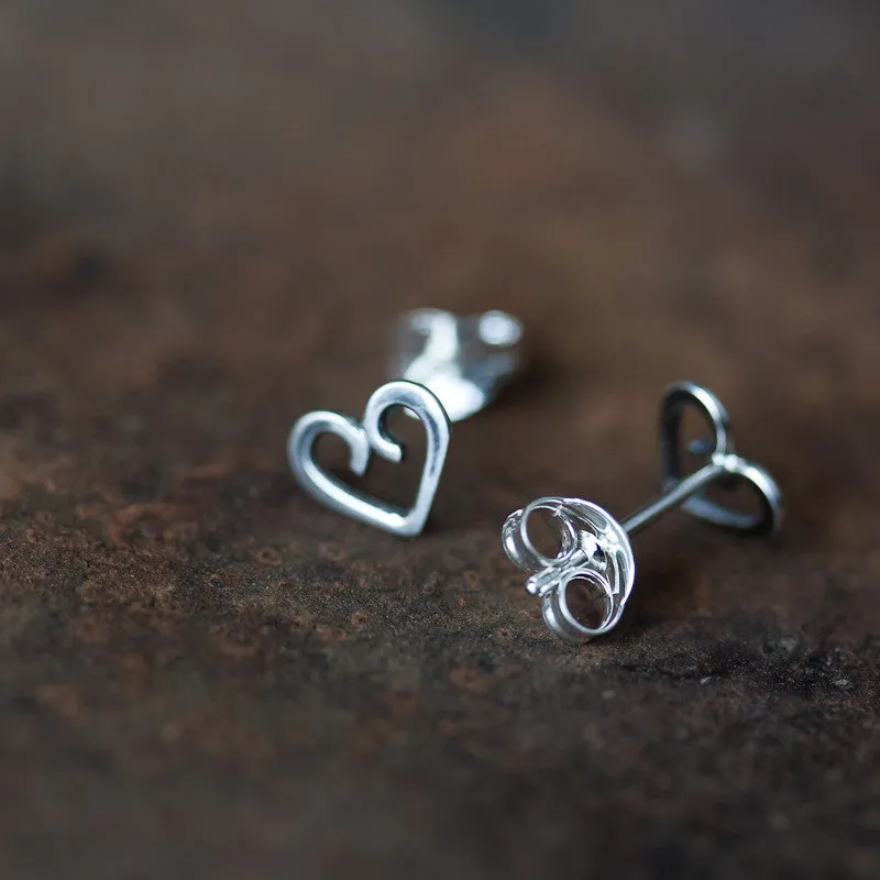 Tiny Heart Stud Earrings, romantic gift for her