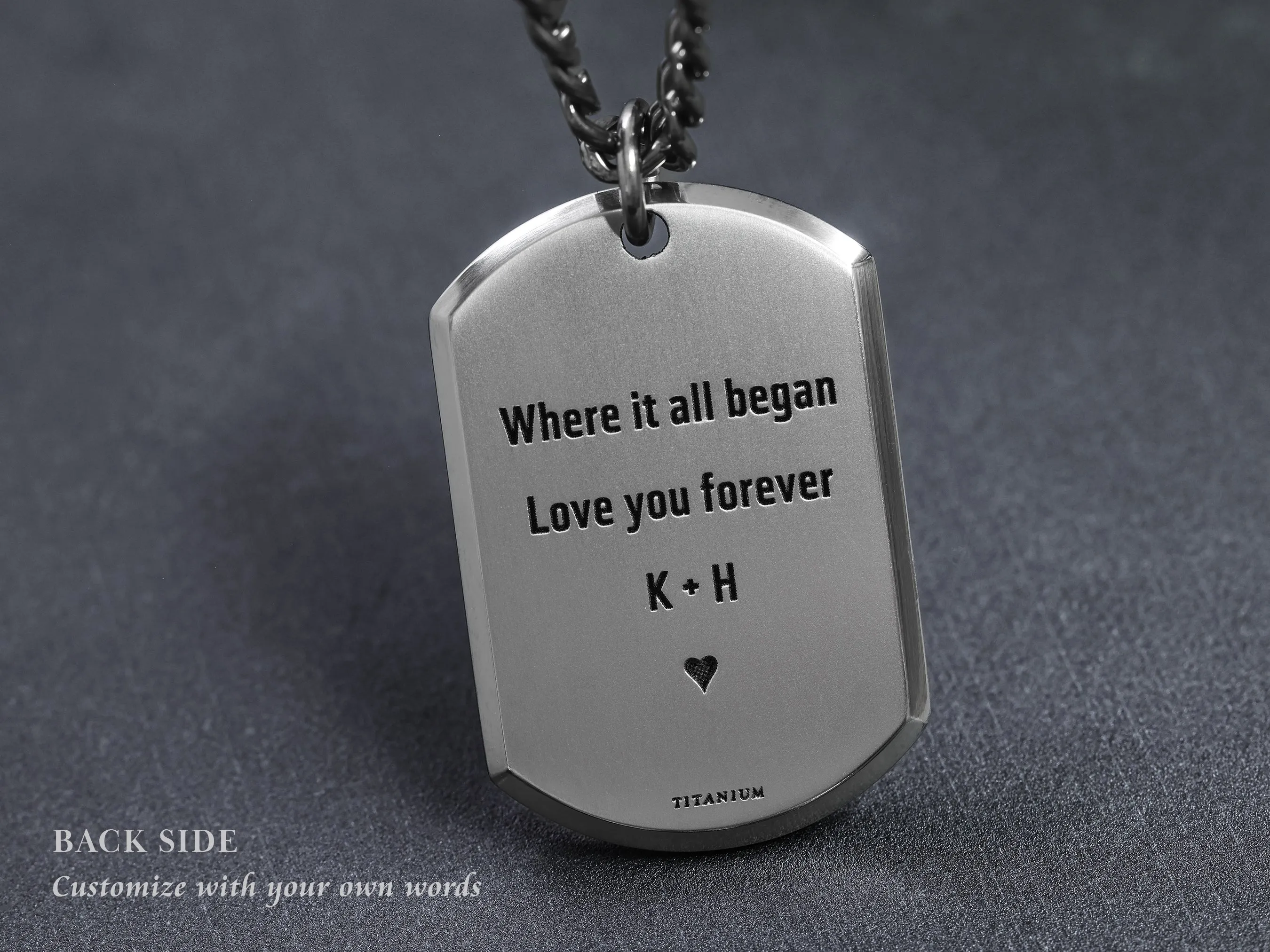 TITANIUM Small Custom Initial Dog Tag Necklace