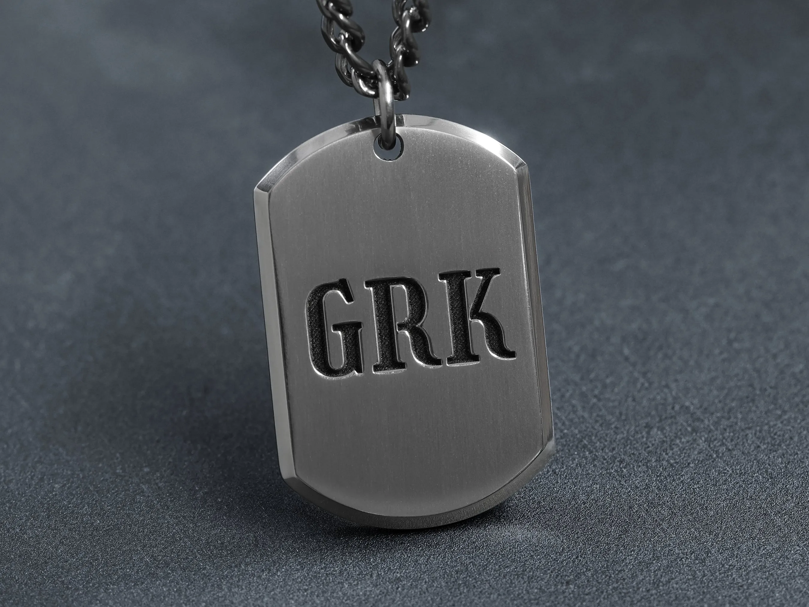 TITANIUM Small Custom Initial Dog Tag Necklace